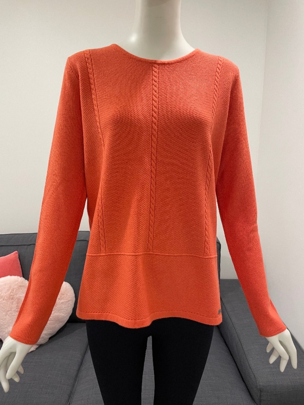 NWT PICADILLY Cable Textured Sweater Size Small Lightweight Knit - Persimmon